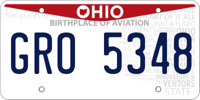OH license plate GRO5348