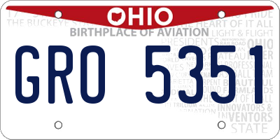 OH license plate GRO5351