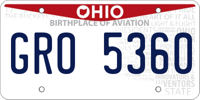 OH license plate GRO5360