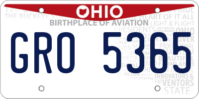 OH license plate GRO5365