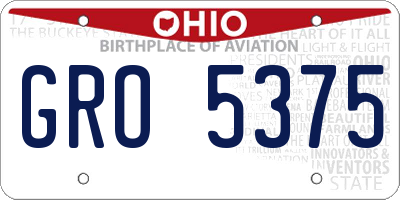 OH license plate GRO5375