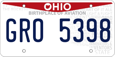 OH license plate GRO5398