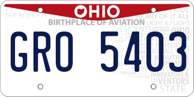 OH license plate GRO5403