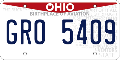 OH license plate GRO5409