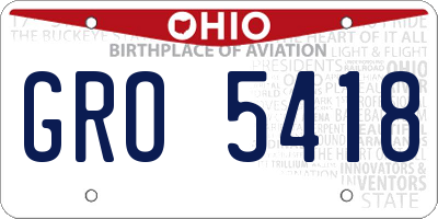 OH license plate GRO5418
