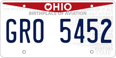 OH license plate GRO5452