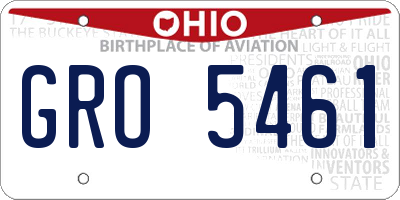 OH license plate GRO5461