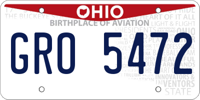 OH license plate GRO5472