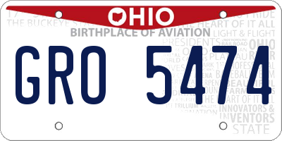 OH license plate GRO5474