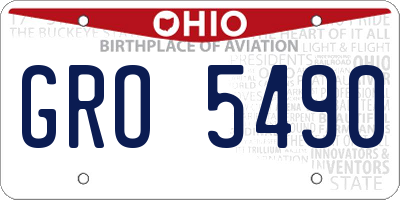 OH license plate GRO5490