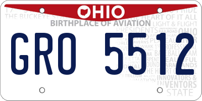 OH license plate GRO5512