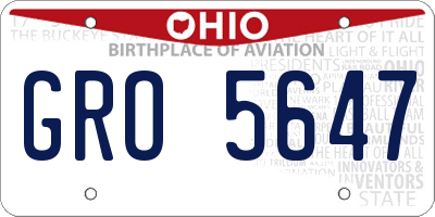 OH license plate GRO5647