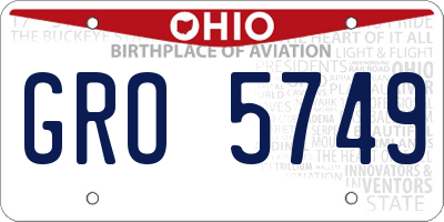 OH license plate GRO5749