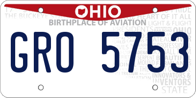 OH license plate GRO5753