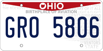 OH license plate GRO5806