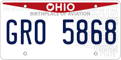 OH license plate GRO5868