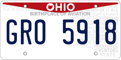 OH license plate GRO5918