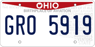 OH license plate GRO5919