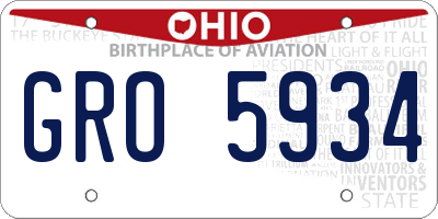 OH license plate GRO5934
