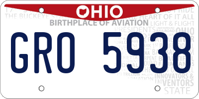 OH license plate GRO5938
