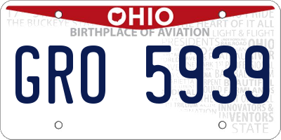 OH license plate GRO5939