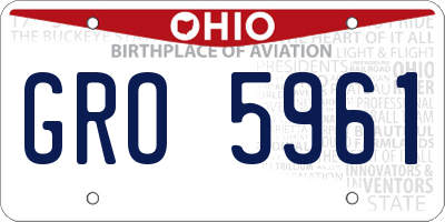 OH license plate GRO5961