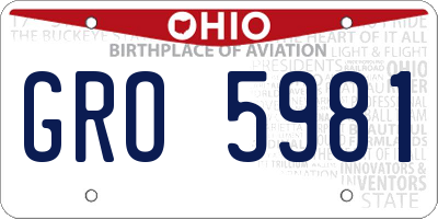 OH license plate GRO5981