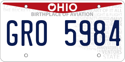 OH license plate GRO5984