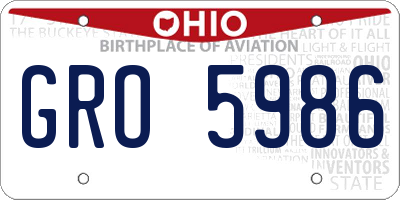 OH license plate GRO5986