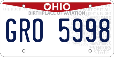 OH license plate GRO5998