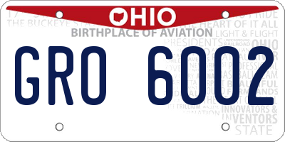 OH license plate GRO6002