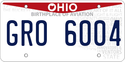 OH license plate GRO6004