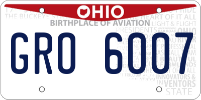 OH license plate GRO6007