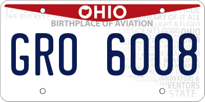 OH license plate GRO6008
