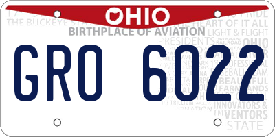 OH license plate GRO6022