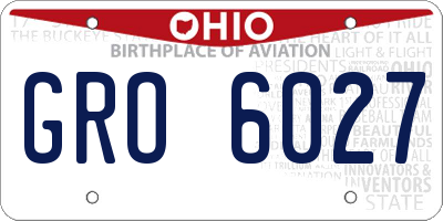 OH license plate GRO6027