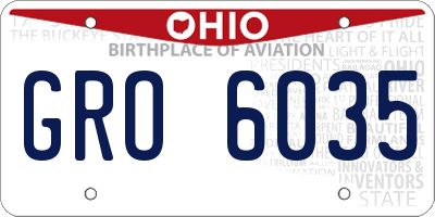 OH license plate GRO6035
