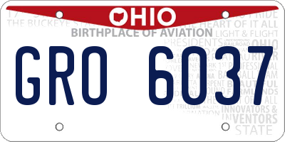 OH license plate GRO6037