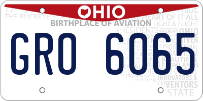 OH license plate GRO6065