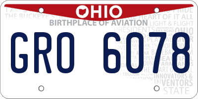 OH license plate GRO6078