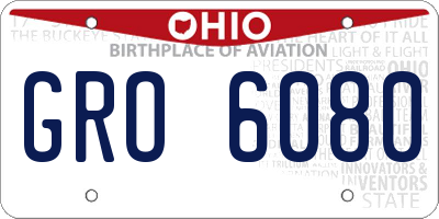 OH license plate GRO6080
