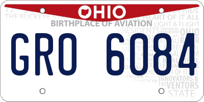 OH license plate GRO6084