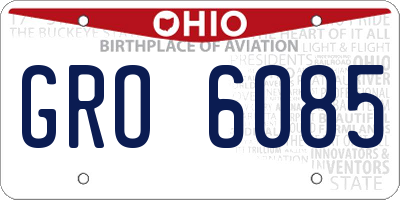 OH license plate GRO6085