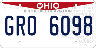 OH license plate GRO6098