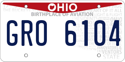 OH license plate GRO6104