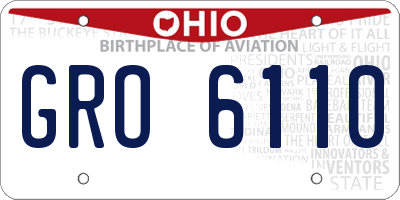 OH license plate GRO6110