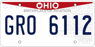 OH license plate GRO6112