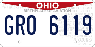 OH license plate GRO6119