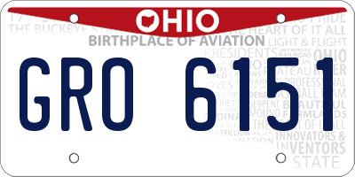 OH license plate GRO6151
