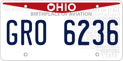 OH license plate GRO6236